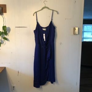 Anthropology Silk Wrap Dress in Royal Blue